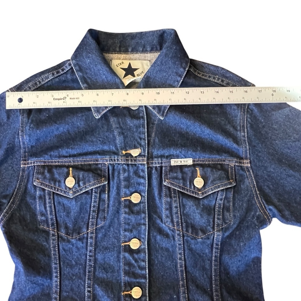 Vintage Star Blue Women's Denim Jean Jacket Size M Long Sleeve Logo Buttons - Picture 4 of 12